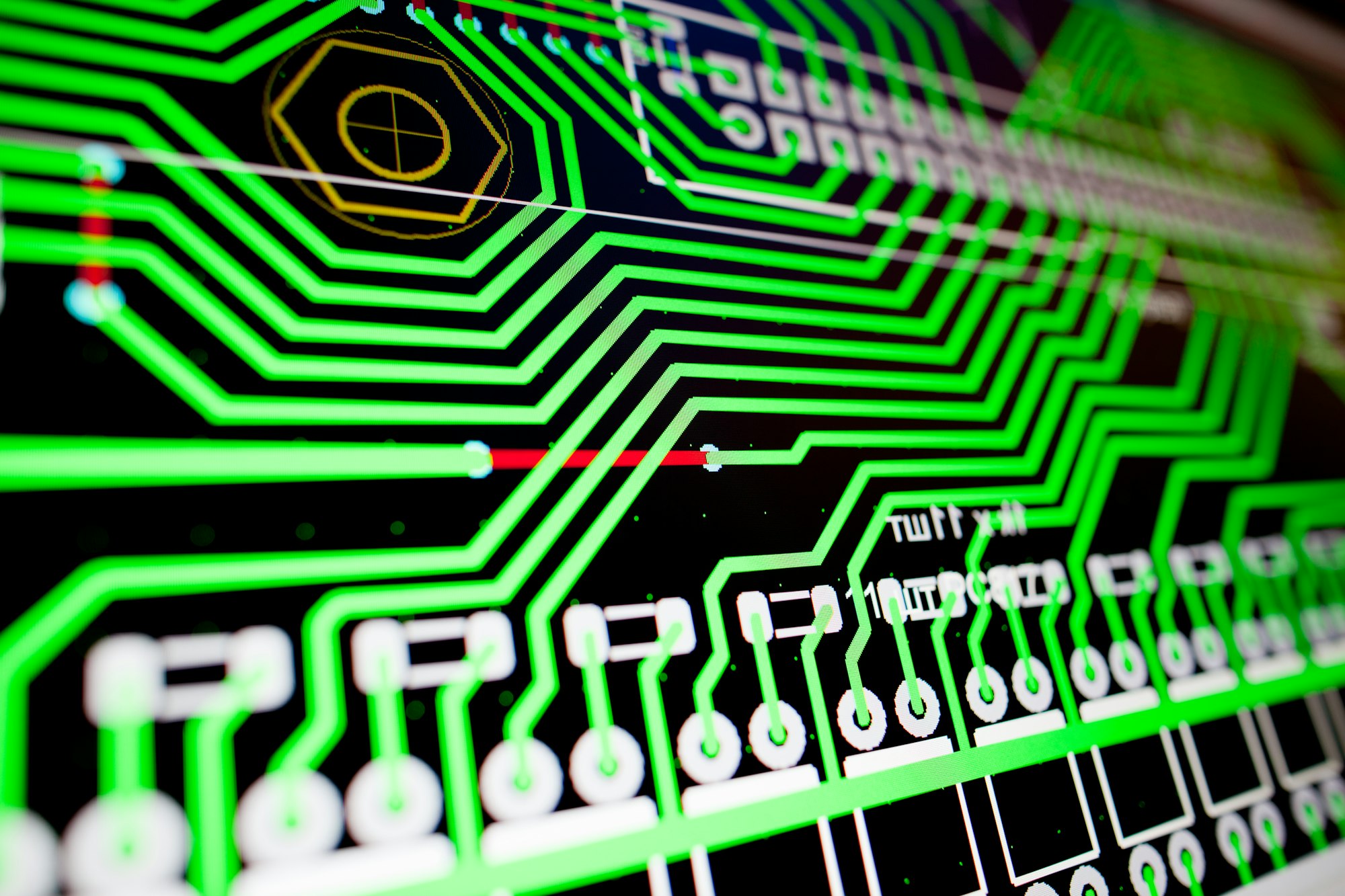 PCB electric circuit on the PC screen
